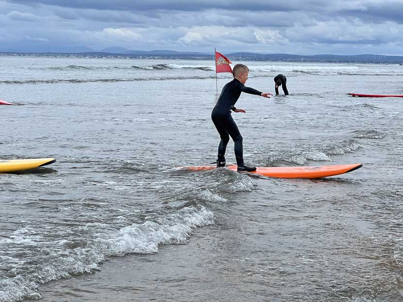 surf lessons at kids camp