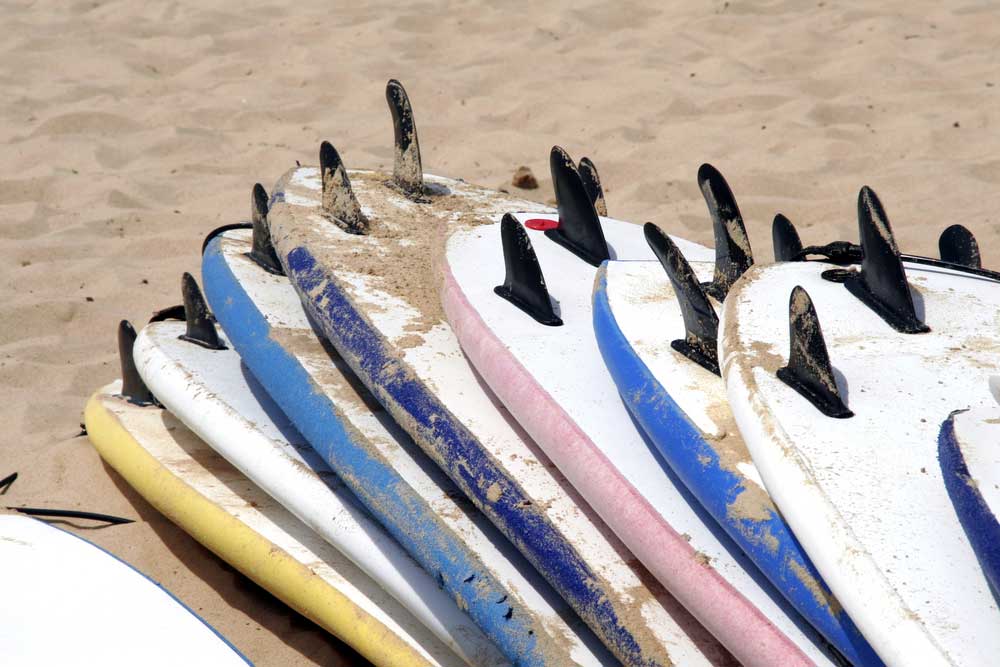 surf boards in the sand - aloha surf school